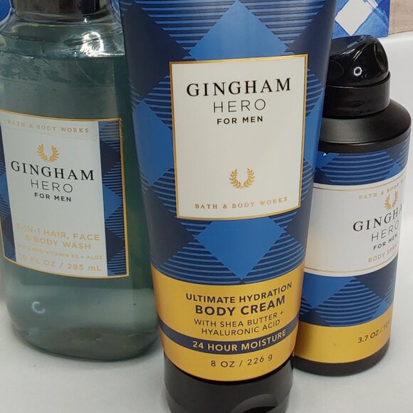 BATH & BODY WORKS 'GINGHAM HERO' 3-PIECE GIFT SET BODY WASH, LOTION & SPRAY MIS - Picture 7 of 16